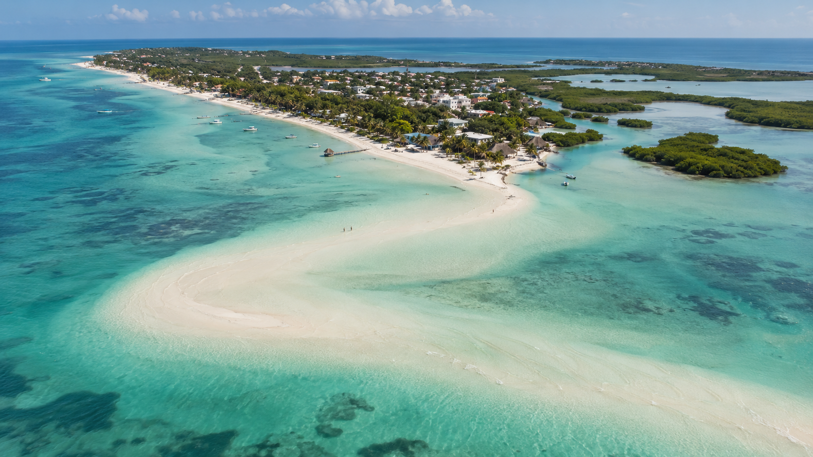 Vista aérea panorámica de Holbox